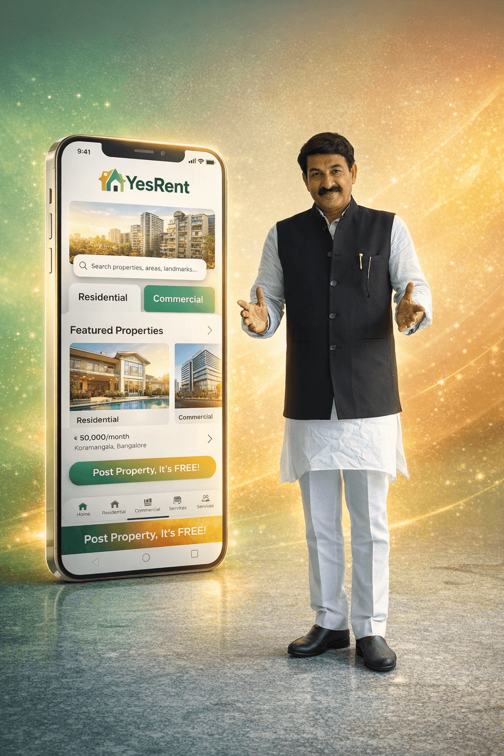 YesRent brand ambassador promoting the app